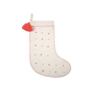Meri Meri Wool Christmas Stocking Pink Pom Pom Neon Stitch Handmade India NWT